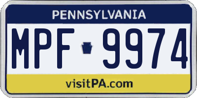 PA license plate MPF9974