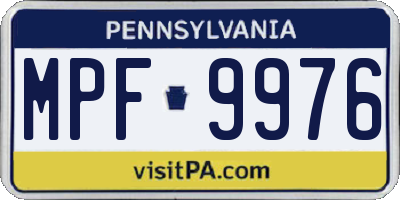 PA license plate MPF9976