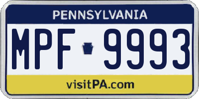 PA license plate MPF9993