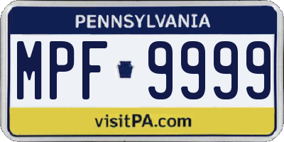 PA license plate MPF9999