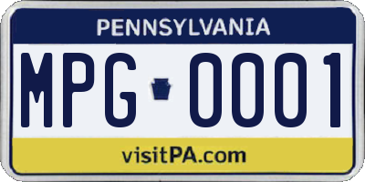 PA license plate MPG0001