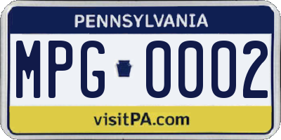 PA license plate MPG0002