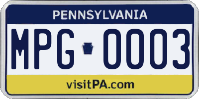 PA license plate MPG0003