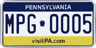 PA license plate MPG0005