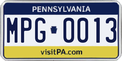 PA license plate MPG0013