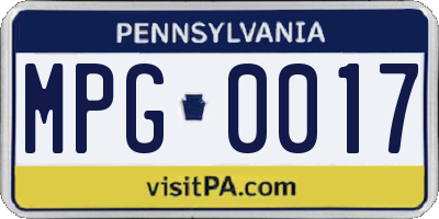 PA license plate MPG0017