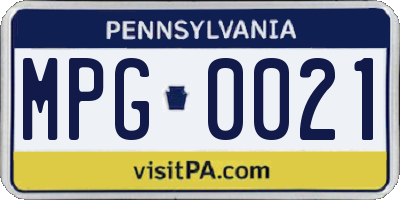 PA license plate MPG0021