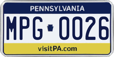 PA license plate MPG0026