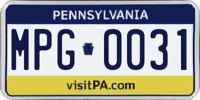 PA license plate MPG0031