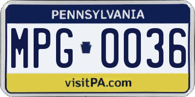 PA license plate MPG0036