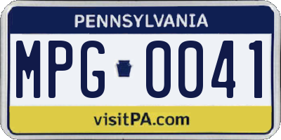 PA license plate MPG0041
