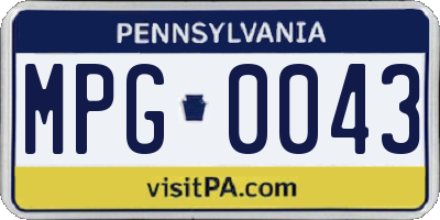 PA license plate MPG0043