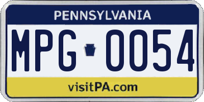PA license plate MPG0054