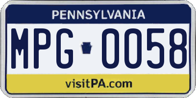PA license plate MPG0058