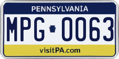 PA license plate MPG0063