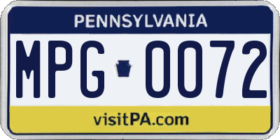 PA license plate MPG0072