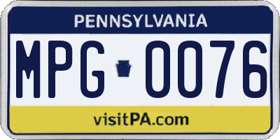 PA license plate MPG0076