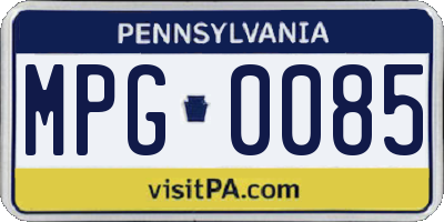 PA license plate MPG0085