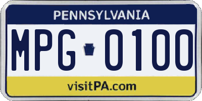 PA license plate MPG0100
