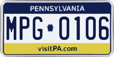 PA license plate MPG0106