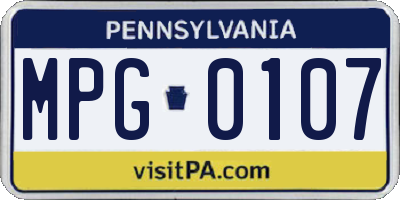PA license plate MPG0107