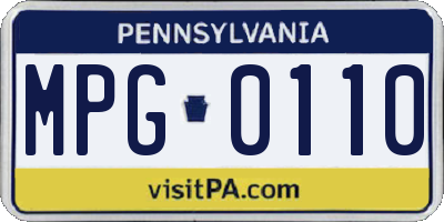 PA license plate MPG0110