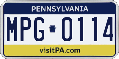 PA license plate MPG0114