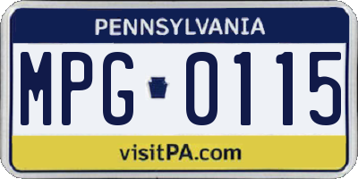 PA license plate MPG0115