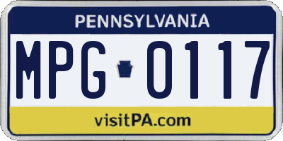 PA license plate MPG0117