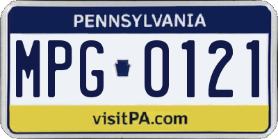 PA license plate MPG0121