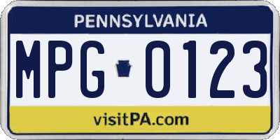 PA license plate MPG0123