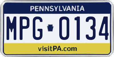 PA license plate MPG0134