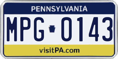 PA license plate MPG0143