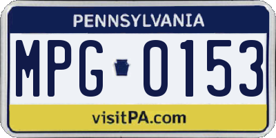 PA license plate MPG0153