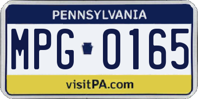 PA license plate MPG0165