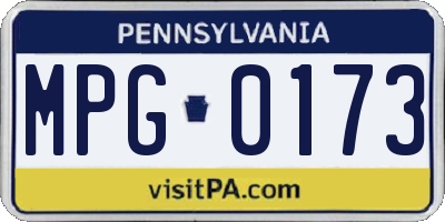 PA license plate MPG0173