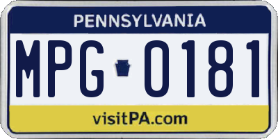 PA license plate MPG0181