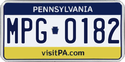 PA license plate MPG0182