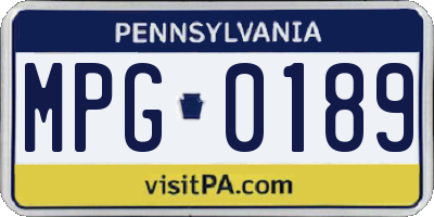 PA license plate MPG0189