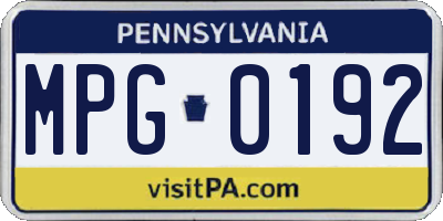 PA license plate MPG0192