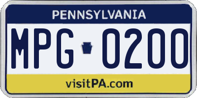 PA license plate MPG0200