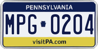 PA license plate MPG0204