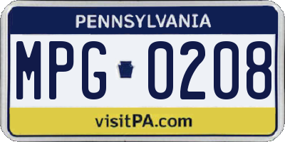 PA license plate MPG0208