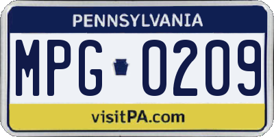 PA license plate MPG0209