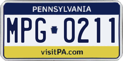 PA license plate MPG0211