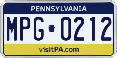 PA license plate MPG0212