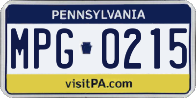 PA license plate MPG0215