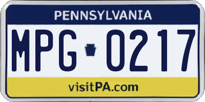PA license plate MPG0217