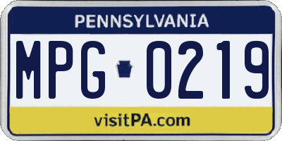 PA license plate MPG0219