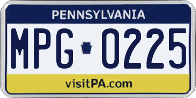 PA license plate MPG0225